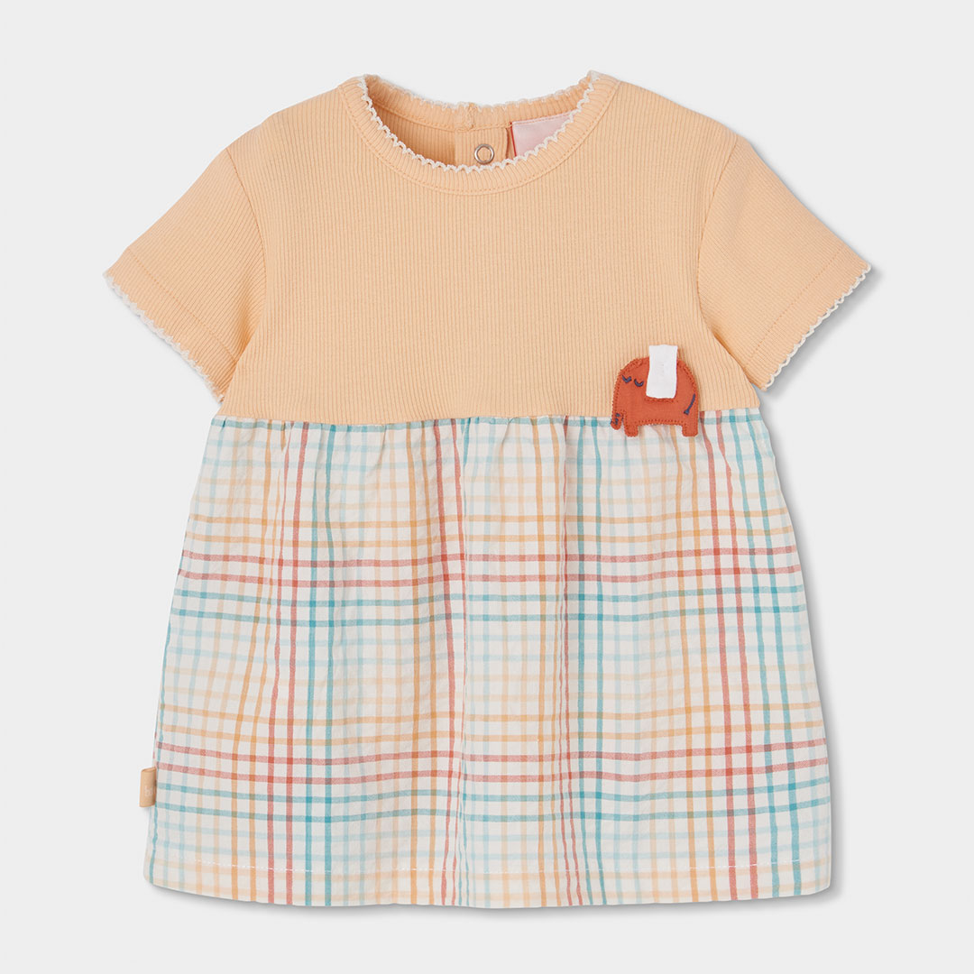 1530657450_a Vestido Boboli de punto en naranja claro para recién nacida