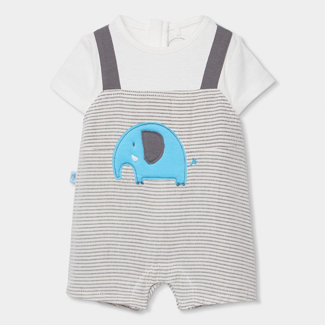 2130739835_a Pelele Boboli de algodón gris y blanco para recién nacido