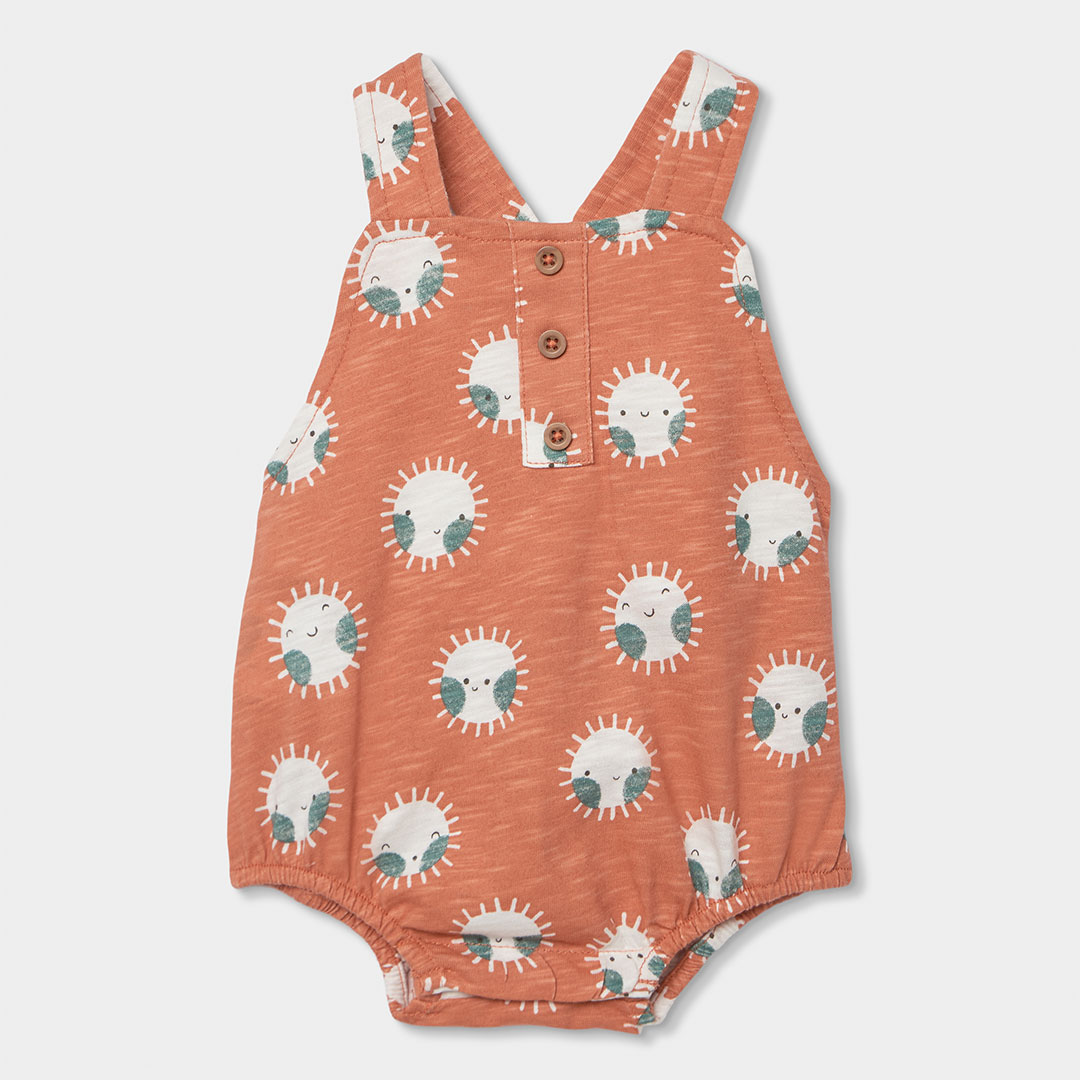 2230859825_a Pelele Boboli algodón terracota para bebé con estampado de soles