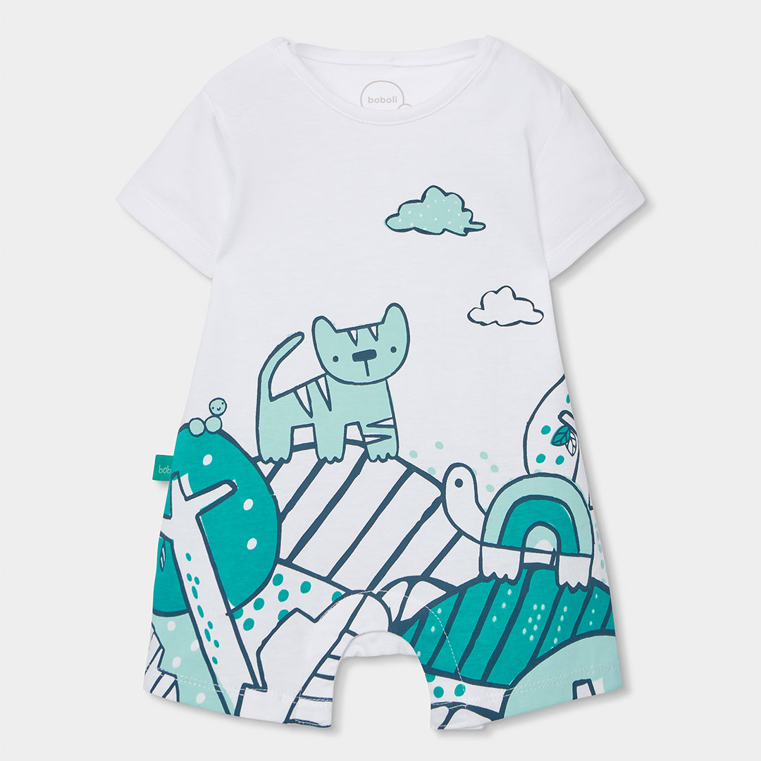 2330751100_a Pelele Boboli corto de punto para recién nacido con animales