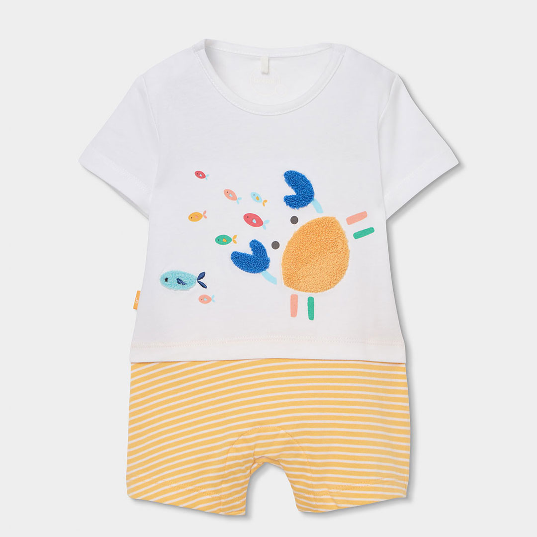 2430321100_a Pelele Boboli de algodón efecto doble prenda para recién nacido