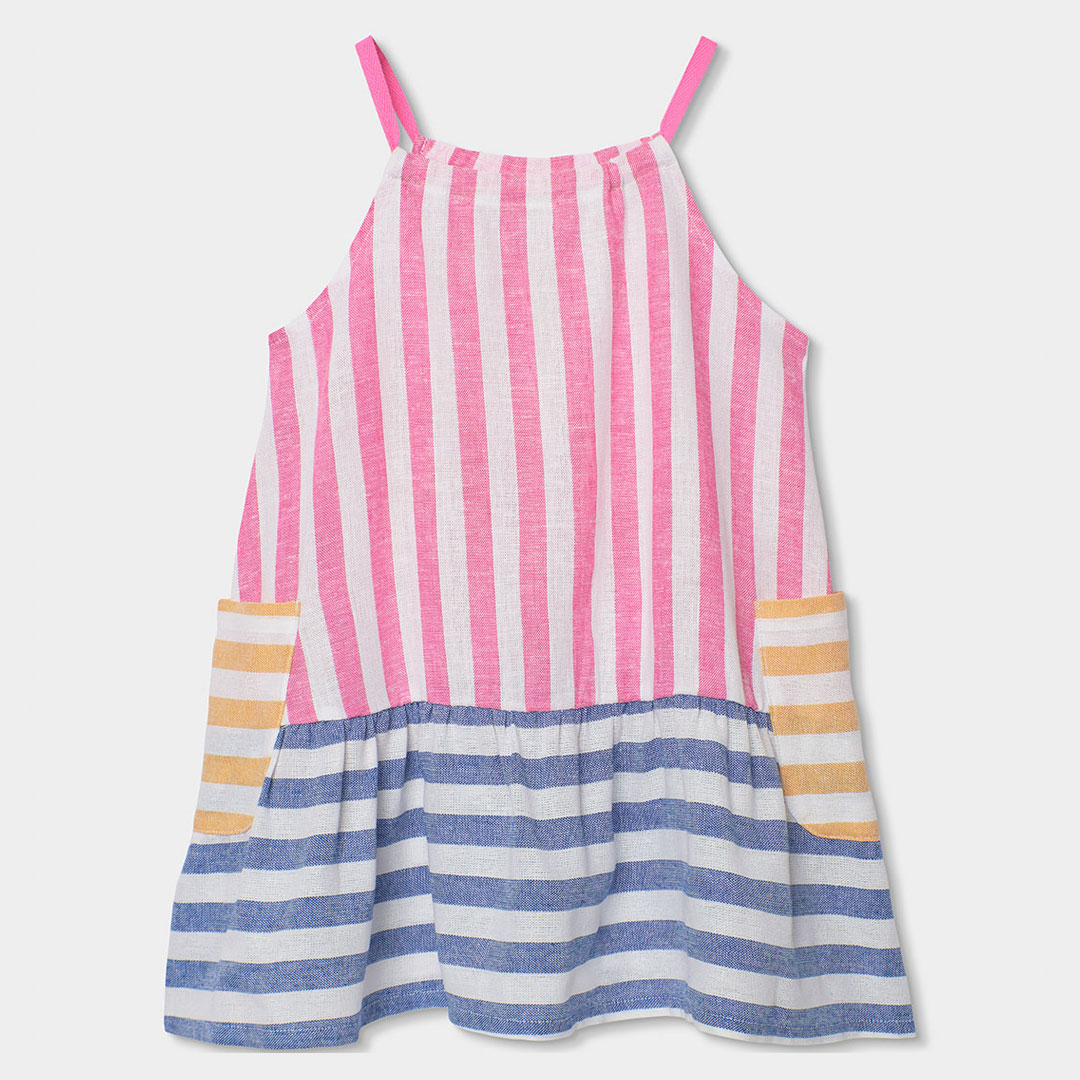 3430339811_a Vestido Boboli popelín de tirantes a rayas de colores para niña