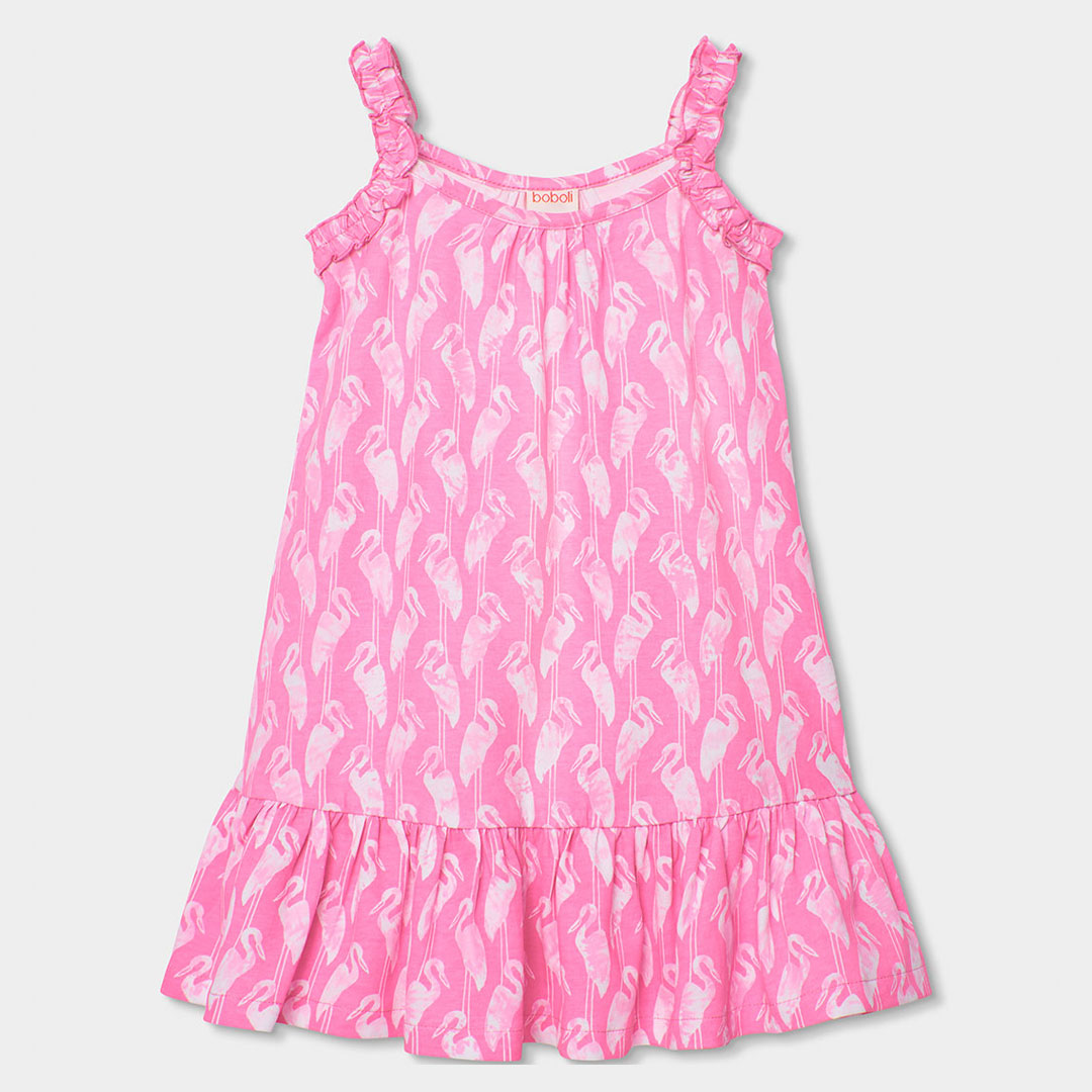4430569790_a Vestido Boboli de punto estampado en rosa para niña
