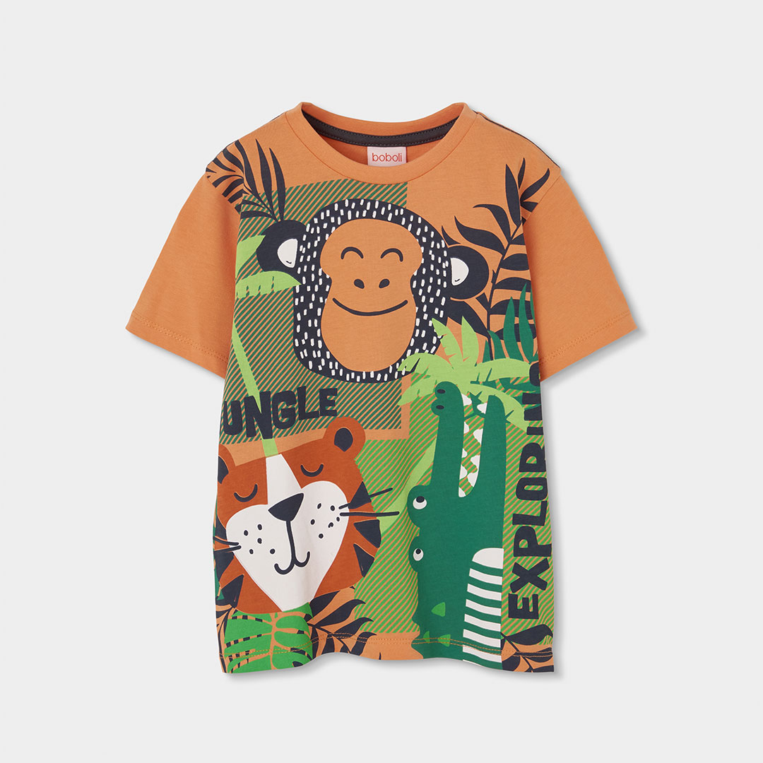 5131005149_a Camiseta Boboli de algodón para niño con estampado de animales