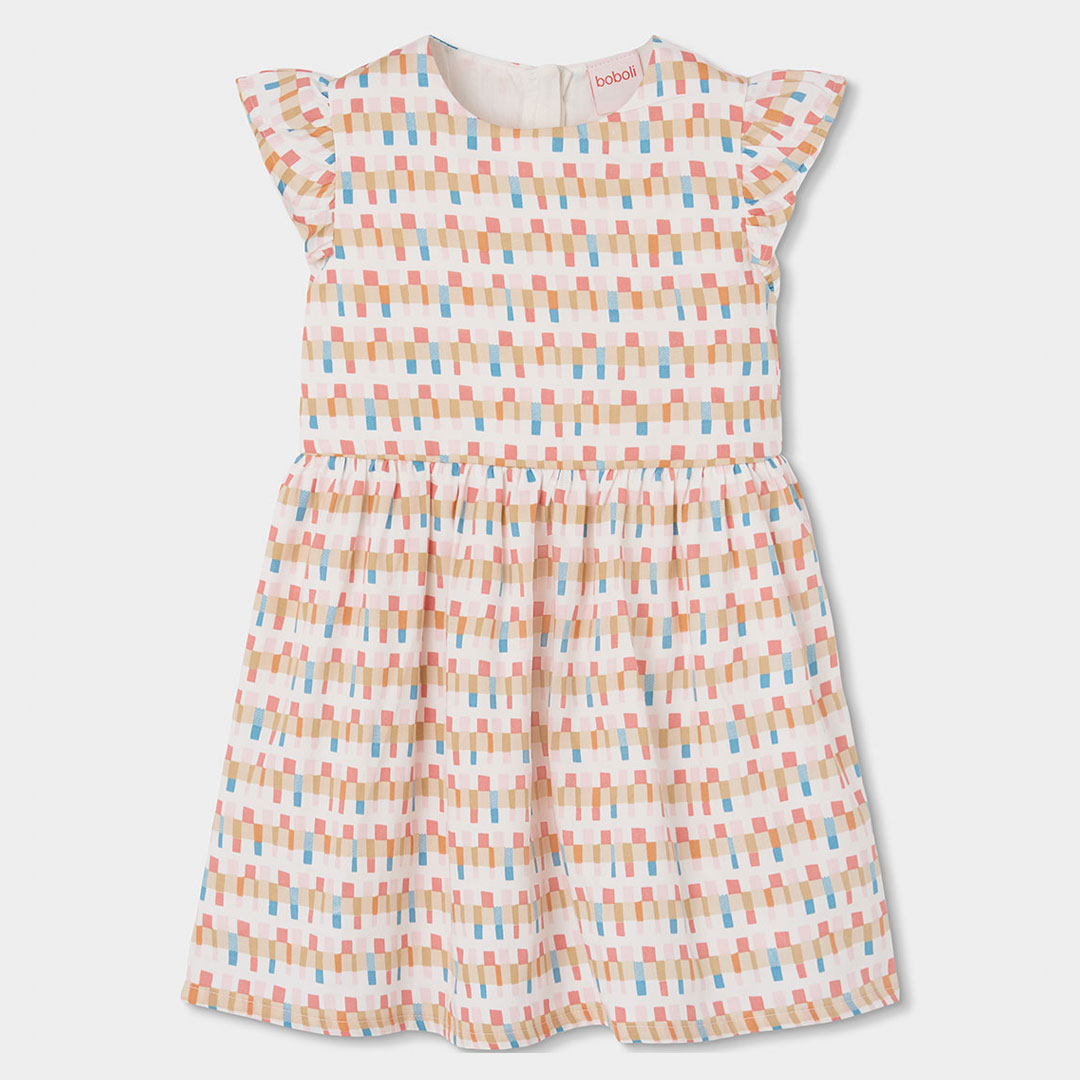 7230689796_a Vestido Boboli de satén estampado con cenefas para niña