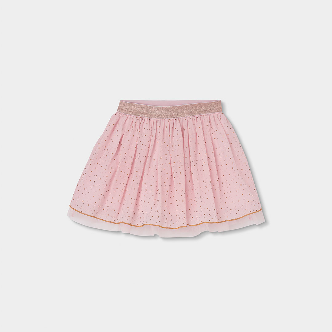 7330253956_a Falda Boboli de gasa rosa para niña con detalles dorados