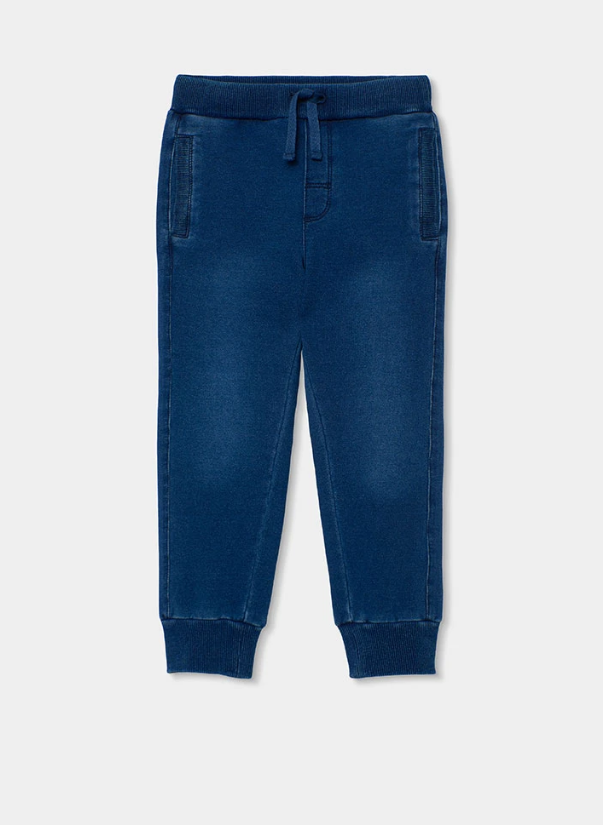 Pantalon B16-690038 a Pantalón Boboli largo de felpa denim azul para niño